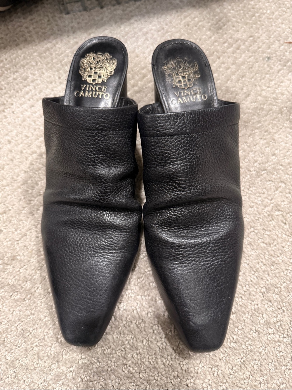 Vince Camuto Carlie Pump Black Leather Slip-On Mules